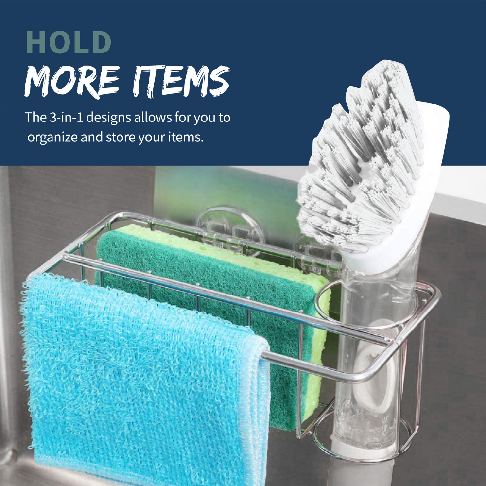 Silicone Kitchen Sink Tray Soap Dish Holder with Built-in Drain Lip  Countertop Sink Scrubber Brush