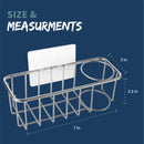 Stainless Steel Kitchen Sink Caddy Organizer With Brush DishCloth & Sponge Scrub Pad With Self Adhesive Hooks Over The Sink Drying Basket Rack- 4 in 1