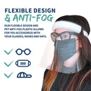 [12 Pack] Safety Face Shields - Comfortable Face Shield with Glasses - Face Shields Made From Clear PE Plastic - Face Mask Shield and Protector - Adjustable Foam Headband for Secure Fit