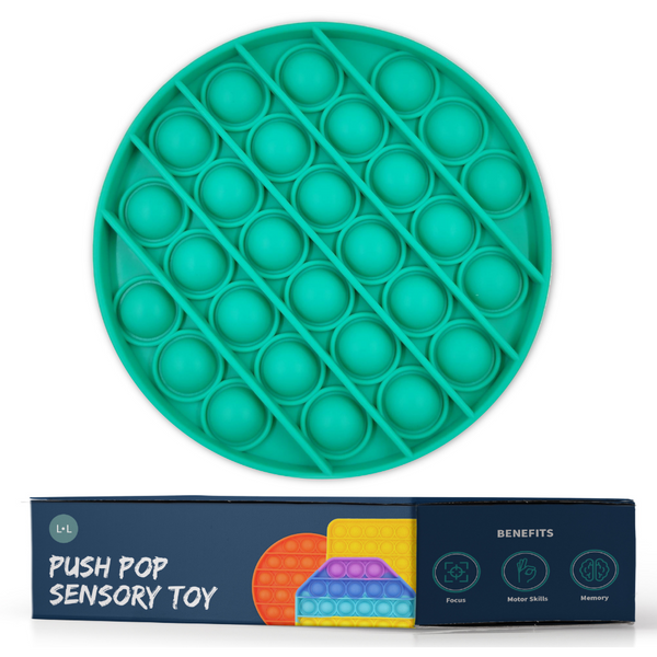 Push Pop Silicone Toys for Babies Toddlers Sensory Poppers Fidget Helps Improve Motor Skill Memory for Preschool Crawling Baby Kids - Green Circle