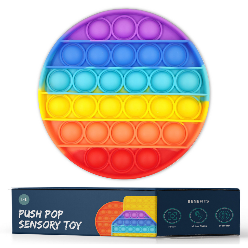 Push Pop Silicone Toys for Babies Toddlers Sensory Poppers Fidget Helps Improve Motor Skill Memory for Preschool Crawling Baby Kids - Rainbow Circle